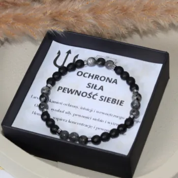 Bransoletka męska z kamieni naturalnych – Larvikit, Onyks, Hematyt